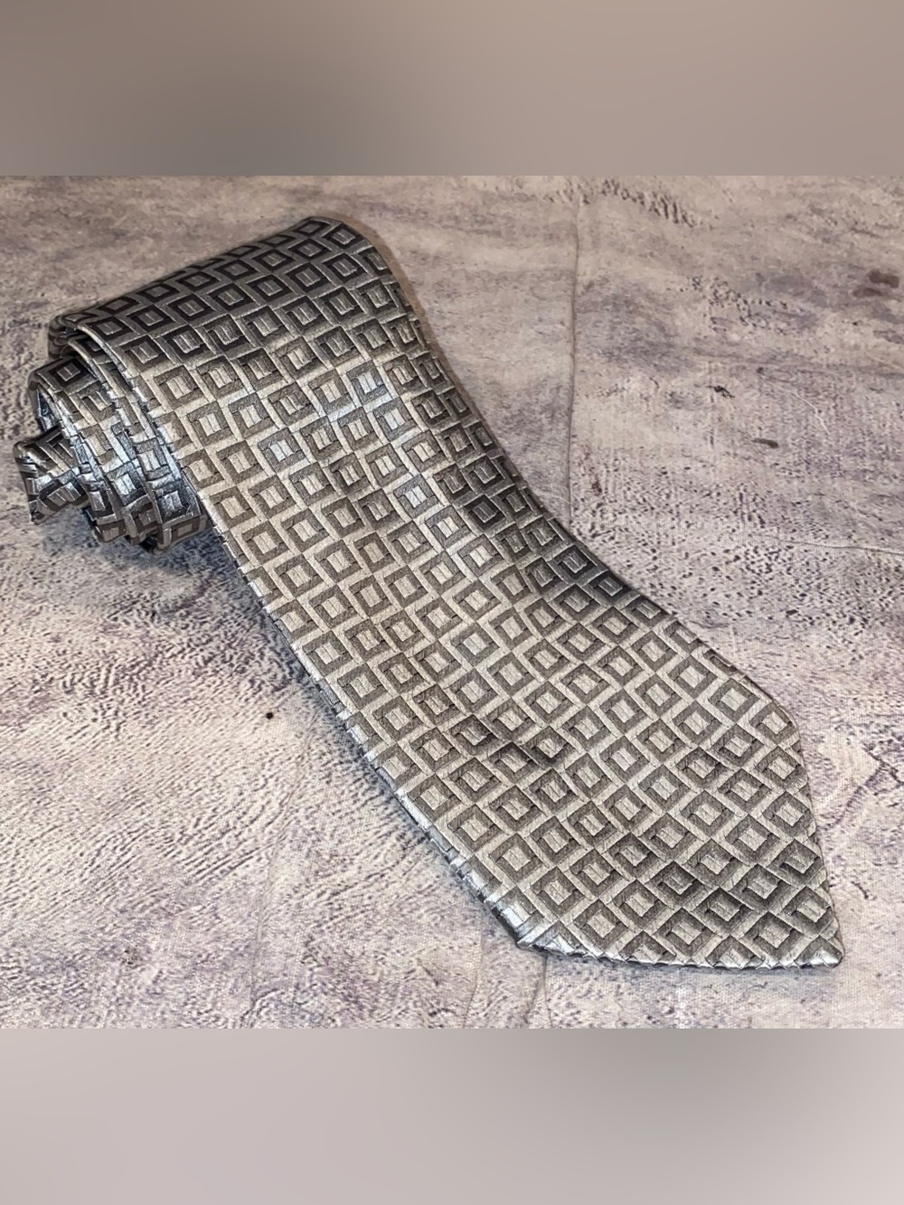 Charvet Square Box Geometric Pattern Tie Necktie Classic Texture Silk France Vtg